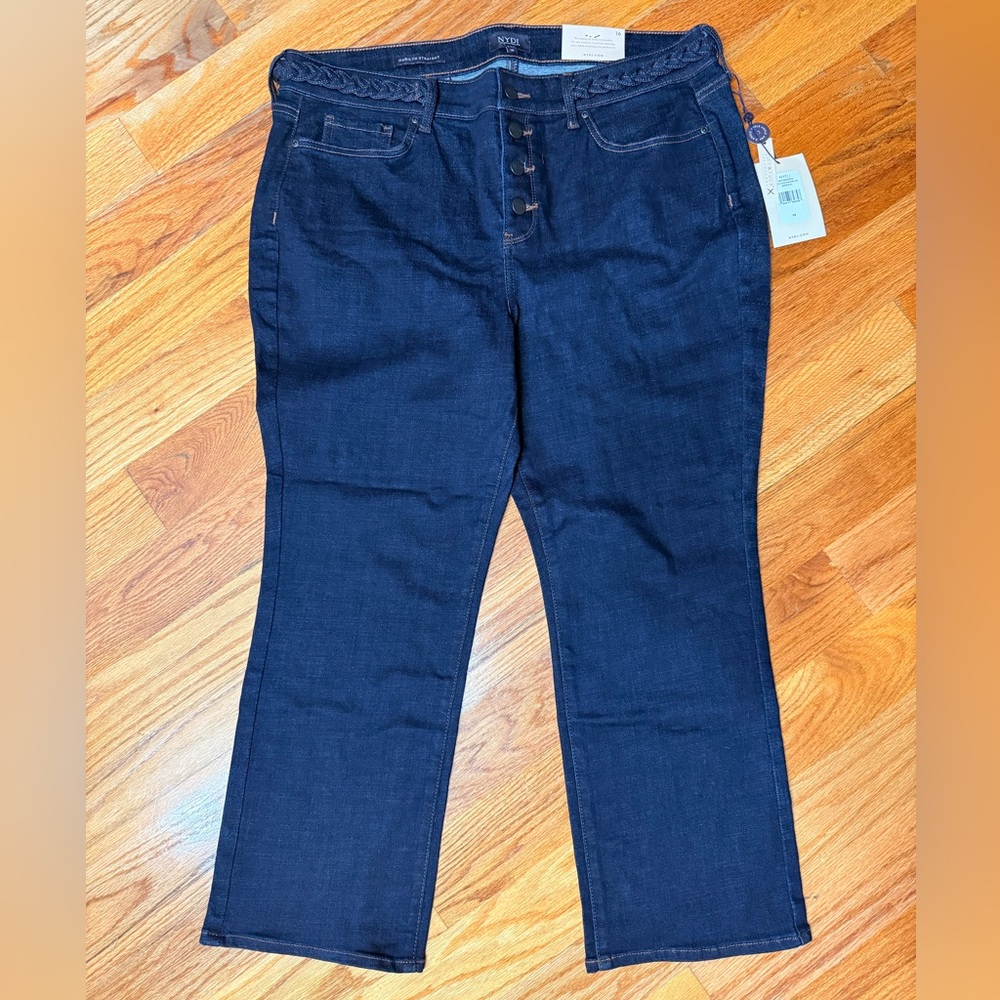 NYDJ High Rise Button Fly Jeans in Deep Blue - Picture 9 of 9